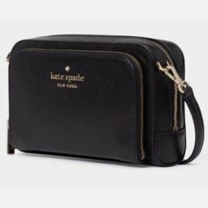 Kate Spade Black Leather Crossbody with Gold Accents